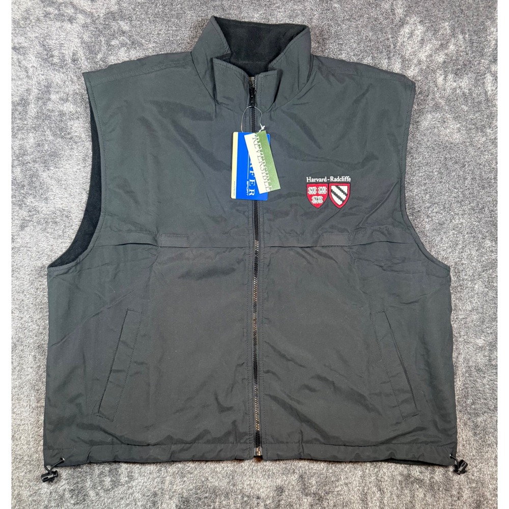 Turfer Sport Harvard Radcliffe Reversible Vest Black Nylon Fleece Mens XXL NWT
